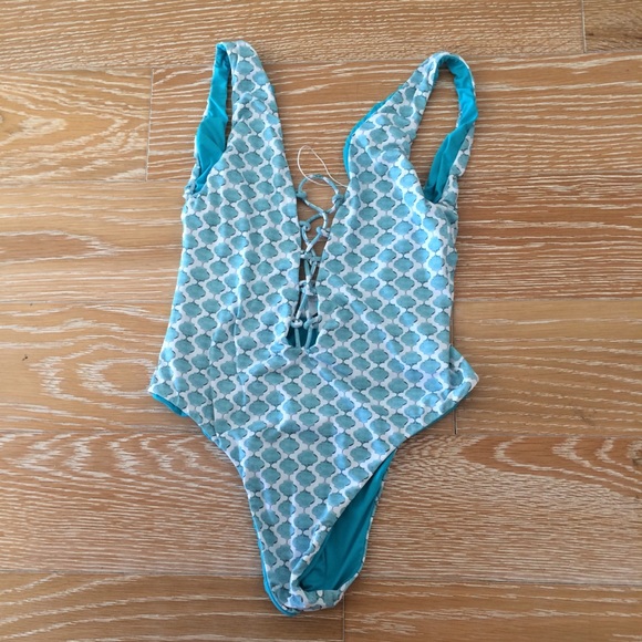 San Lorenzo Mar Azul Teal reversible one piece - Picture 3 of 3